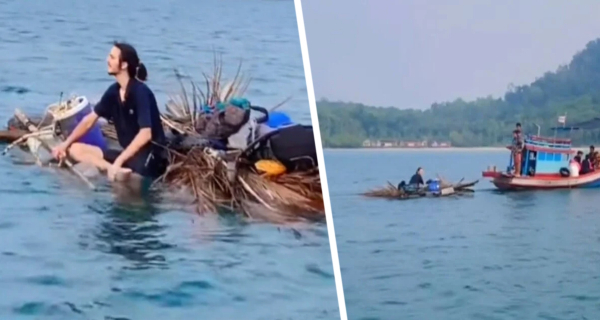 Потерпевшего кораблекрушение в Таиланде туриста на самодельном деревянном плоту спасли в море